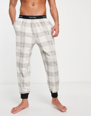 Calvin Klein co-ord lounge jogger in grey/ cream check