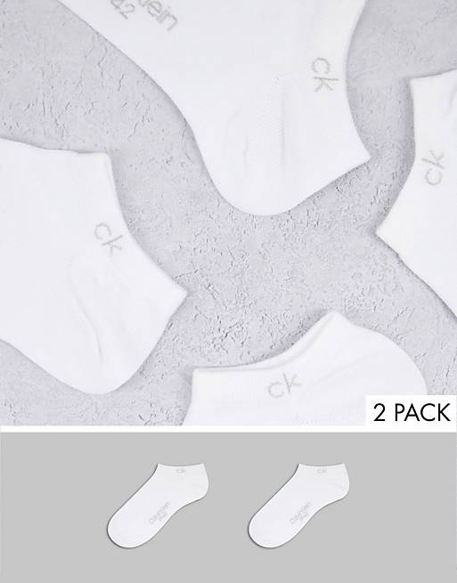 Calvin Klein Colin 2 pack trainer socks in white