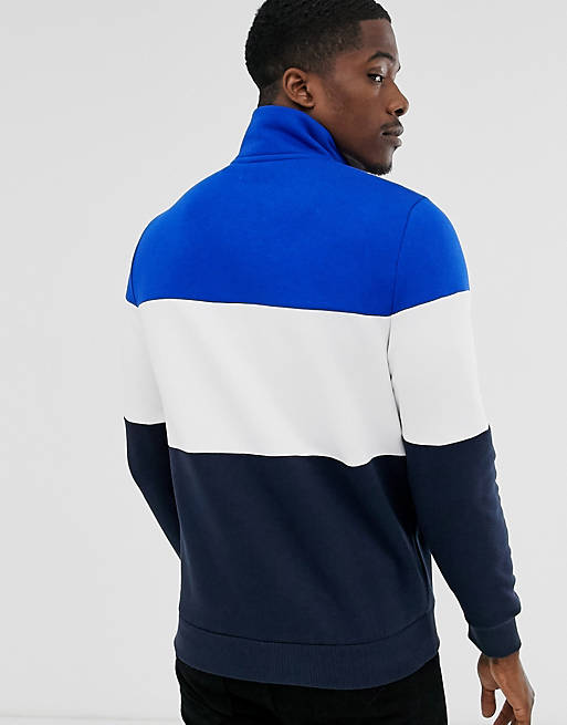 Calvin Klein color block half zip sweatshirt in blue | ASOS