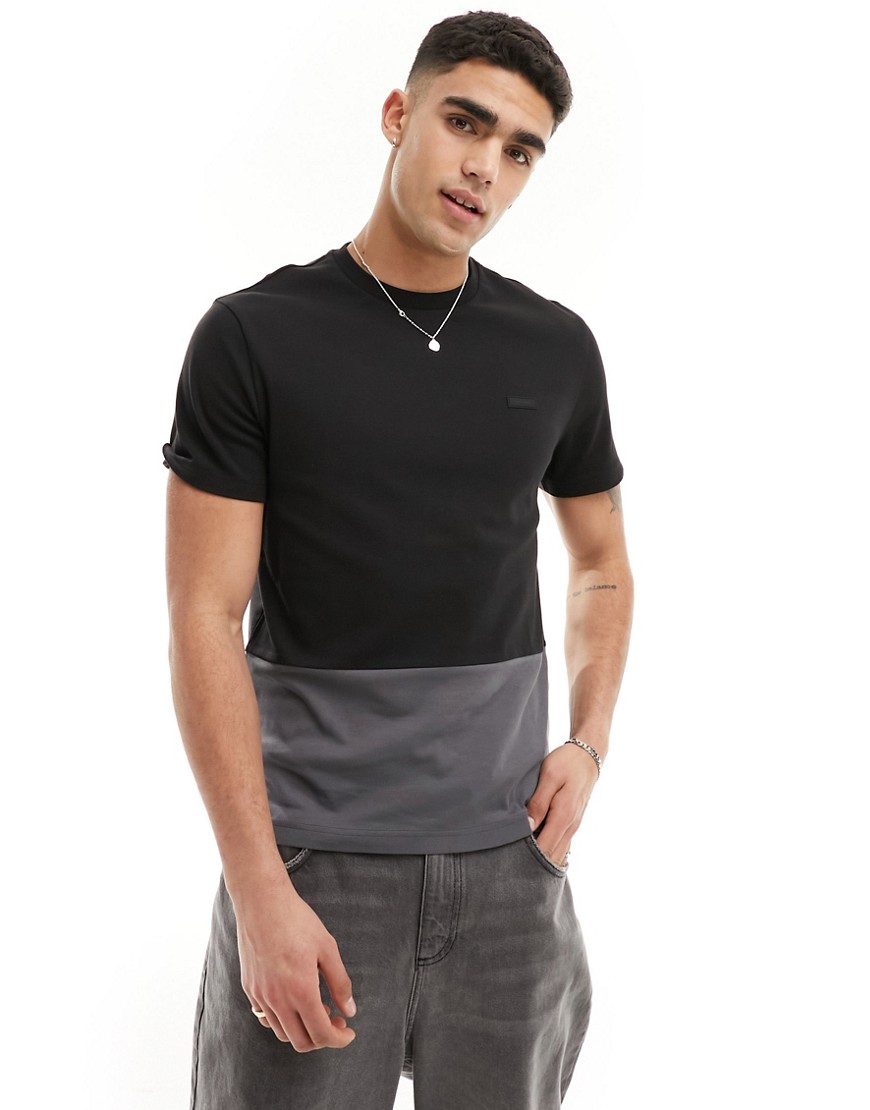 Calvin Klein color block interlock t-shirt in black
