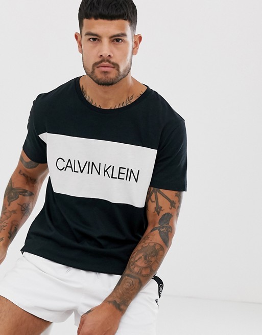 Calvin Klein colour block logo t-shirt in black