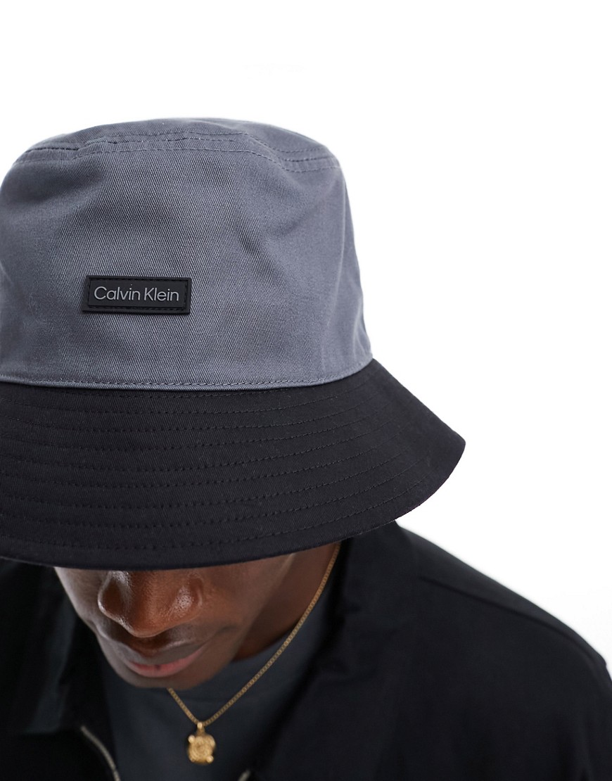 Calvin Klein colour blocking bucket hat in grey/black