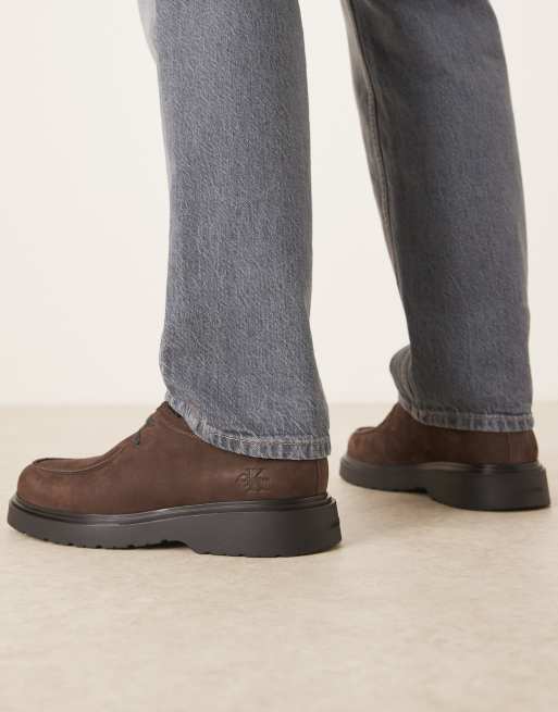 Calvin Klein – Combat-Schuhe zum Schnüren aus Wildleder in Schokobraun, 4 von 4
