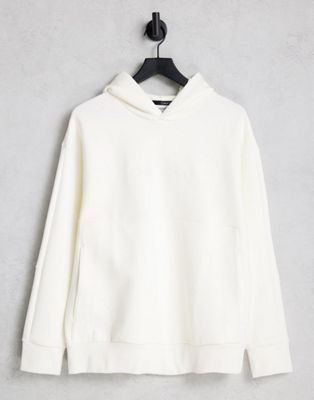 Calvin Klein comfort debossed logo hoodie in cream