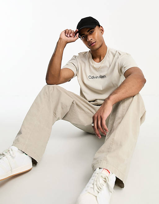 Calvin Klein comfort fit t-shirt in beige | ASOS