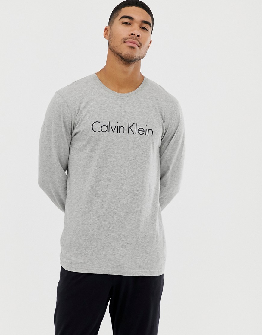 Calvin Klein - Comfortabel katoenen top met lange mouwen-Grijs