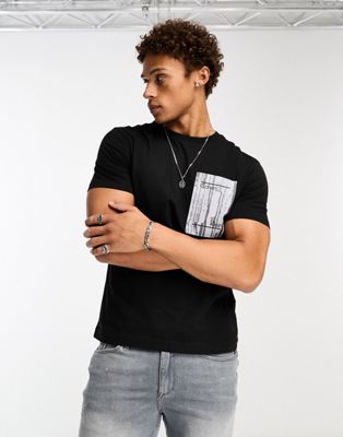 Calvin Klein concrete chest print t-shirt in black - ASOS Price Checker