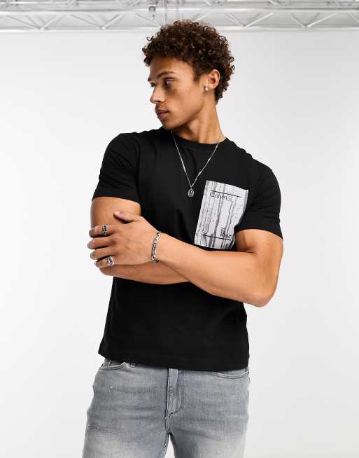 Calvin Klein concrete chest print t-shirt in black