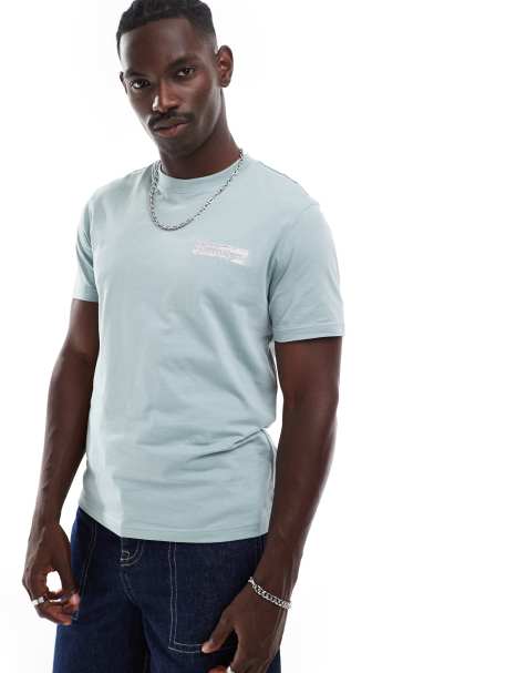 Calvin Klein concrete logo t-shirt in light blue  - view 1