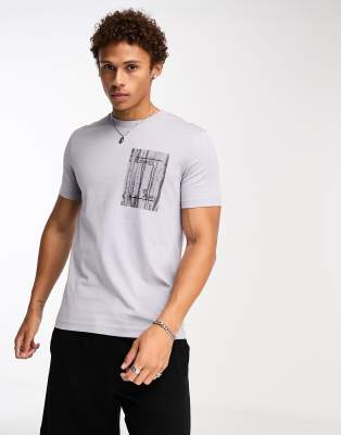 Calvin Klein - Concrete - T-shirt viola con stampa sul petto