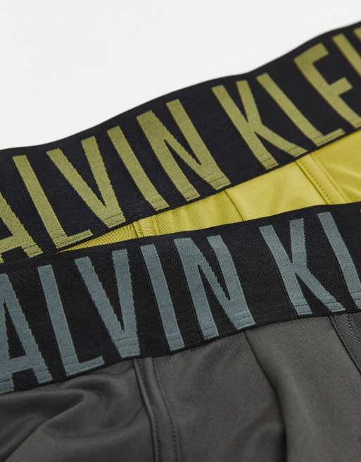 Calvin Klein - Confezione da 2 boxer aderenti a vita bassa grigi e verdi , 3 di 4