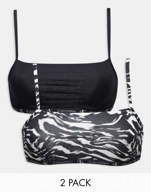 Calvin Klein - Confezione da 2 brassière sfoderate nera/tigrata