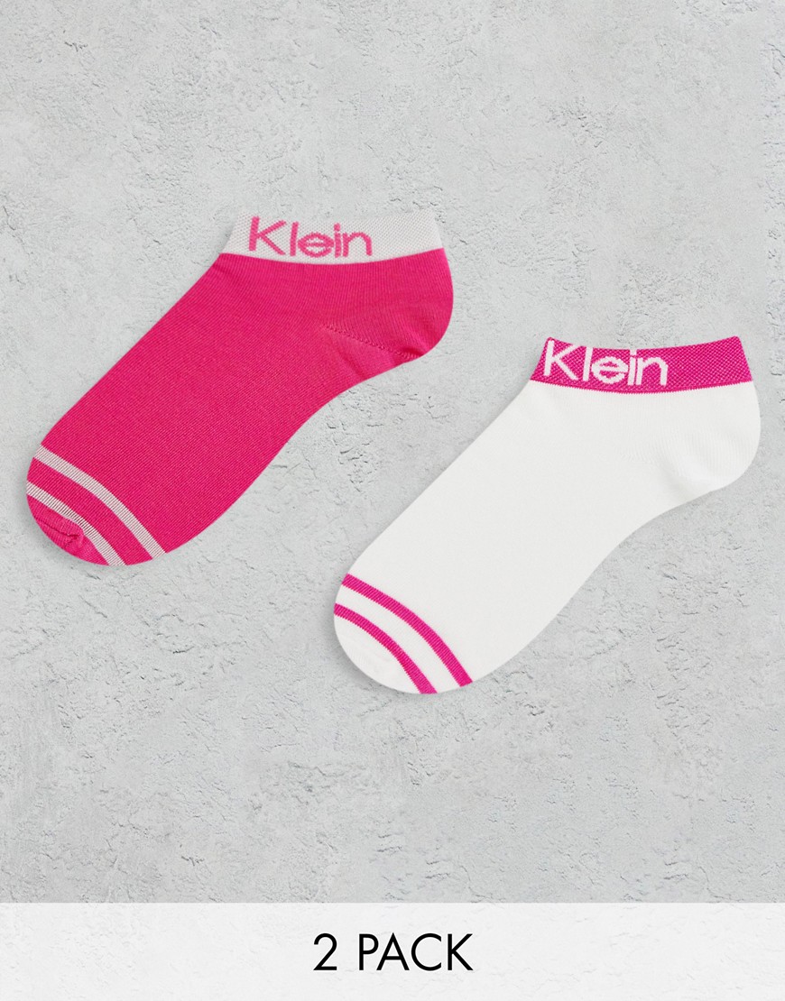 Calze Bianco donna Calvin Klein - Confezione da 2 paia di calzini corti bianchi e rosa con logo-Bianco