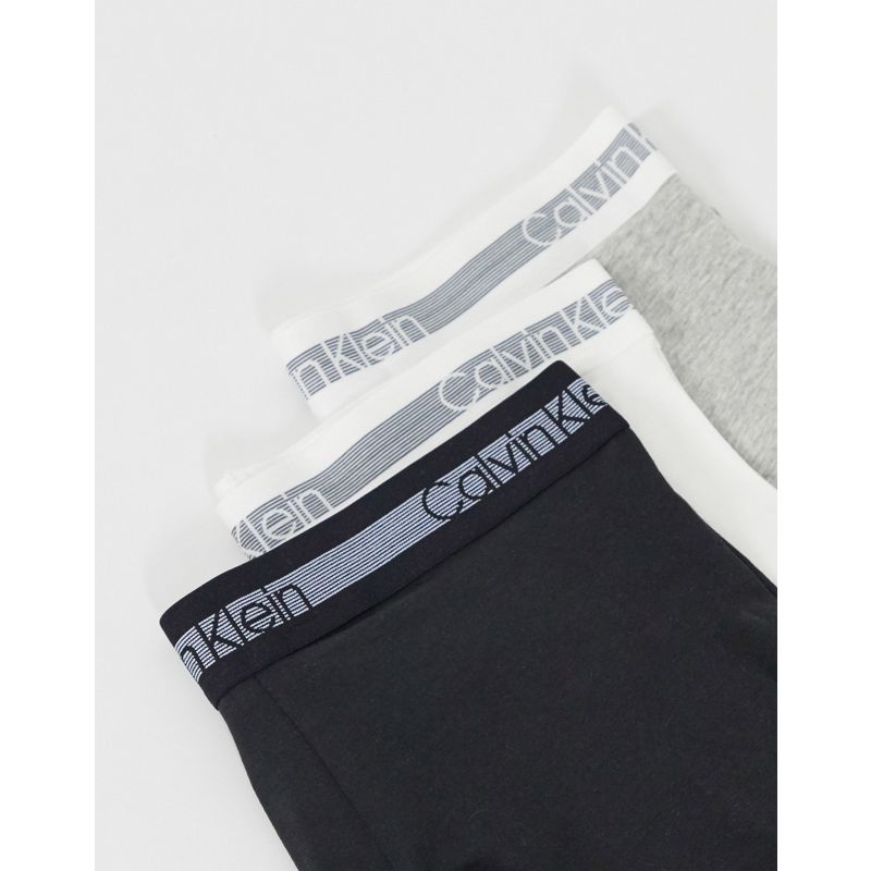 Designer QAQvp Calvin Klein - Confezione da 3 boxer aderenti con logo sulla fascia in vita neri bianchi e grigi