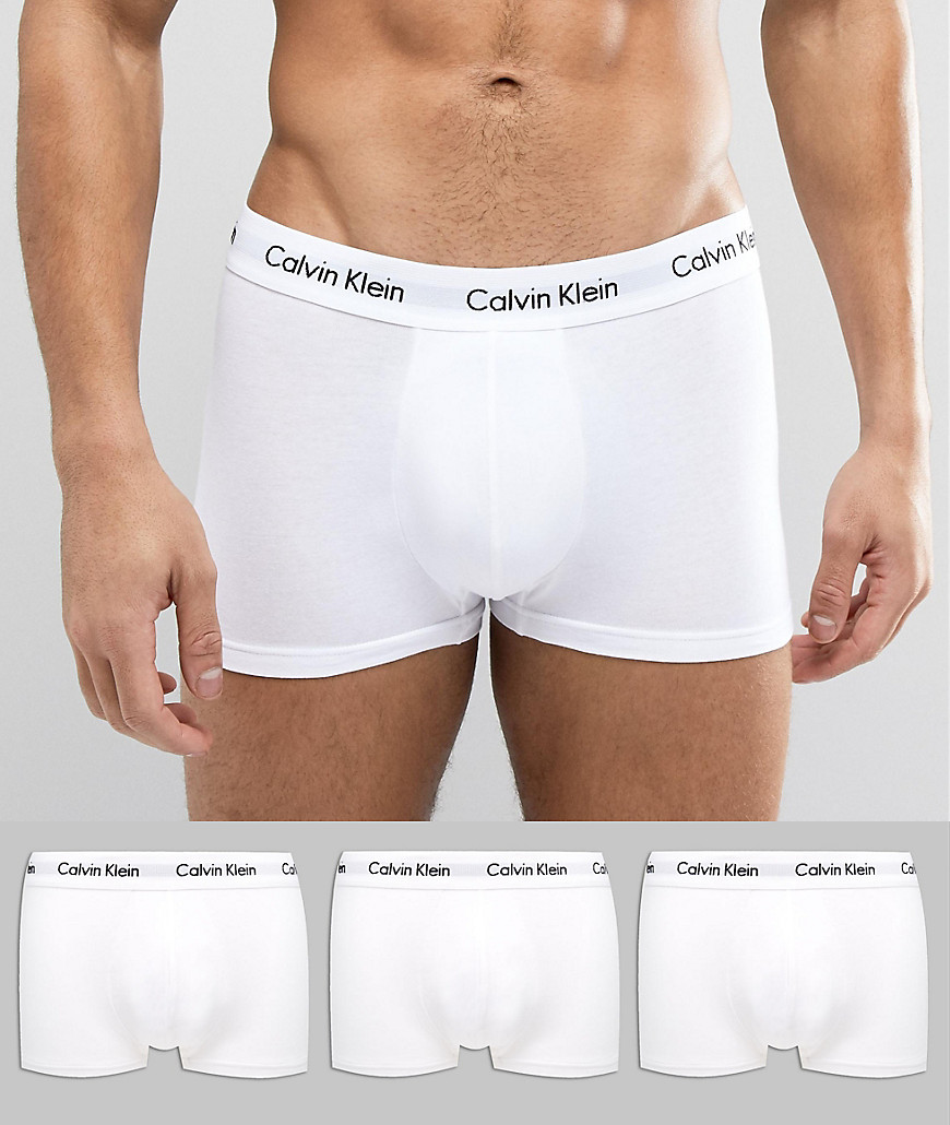 Calvin Klein - Confezione da 3 boxer aderenti elasticizzati a vita bassa in cotone-Bianco