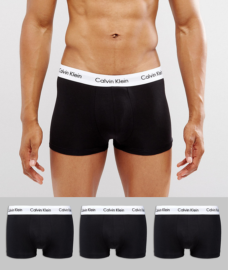 Calvin Klein - Confezione da 3 boxer aderenti elasticizzati a vita bassa in cotone-Nero