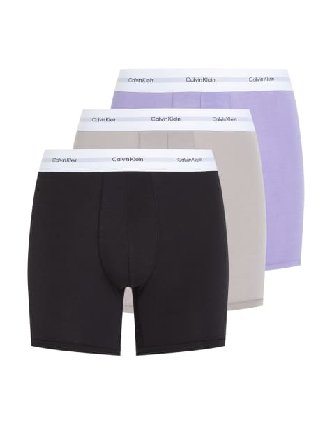 Calvin Klein - Confezione da 3 boxer aderenti elasticizzati in cotone e modal nero/grigio/lilla - view 1
