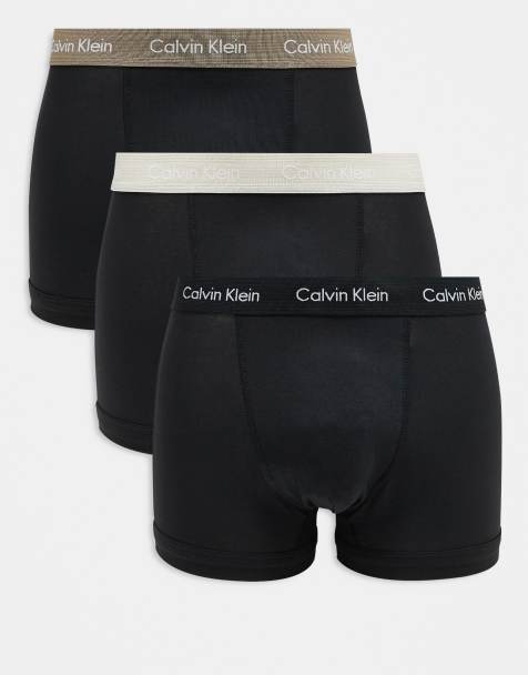 Calvin Klein - Confezione da 3 boxer aderenti neri con fascia beige in vita - In esclusiva su ASOS - view 1