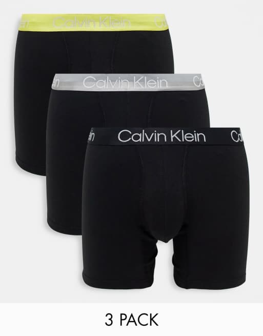 Calvin Klein - Confezione da 3 boxer in cotone nero con struttura moderna e fascia in vita a contrasto