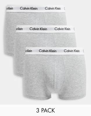 Calvin Klein - Confezione da 3 paia di boxer aderenti a vita bassa con elastico in vita con logo grigi