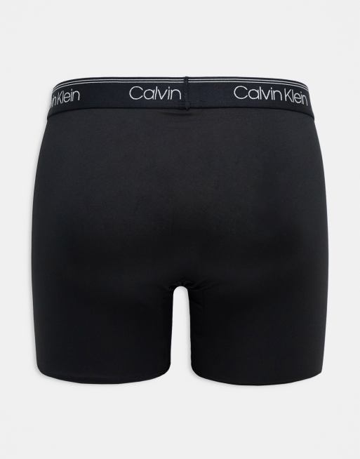 Calvin Klein Confezione da 3 paia di boxer neri in microfibra elasticizzata con fascia in vita a contrasto con logo ASOS