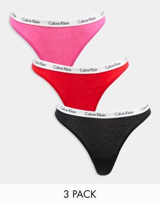 Calvin Klein 3-pack high waist thong in multi - ASOS Price Checker