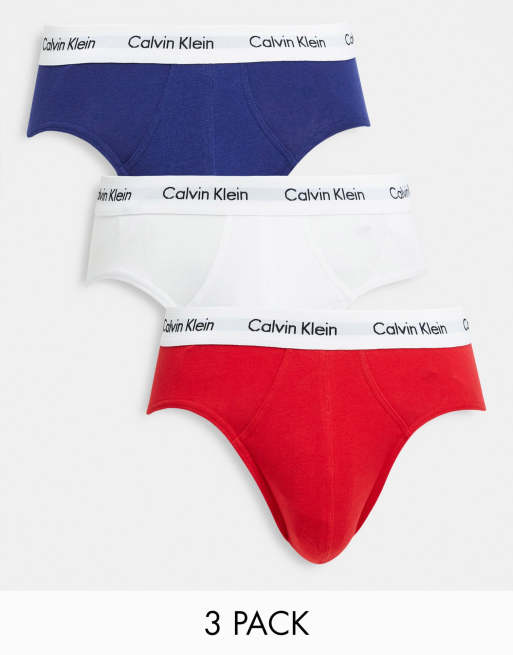 Calvin Klein - Confezione da 3 slip a vita bassa multicolore con logo sull'elastico