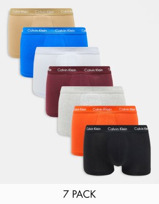 Calvin Klein - Confezione da 7 boxer aderenti multicolore a vita bassa 