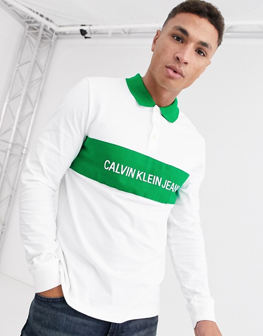 Calvin Klein contrast collar long sleeve polo shirt