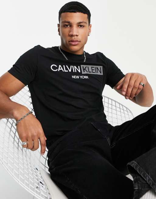 Calvin Klein contrast t-shirt black in logo | graphic ASOS