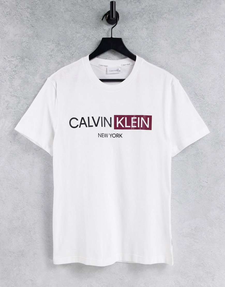 Calvin Klein contrast graphic logo t-shirt in white