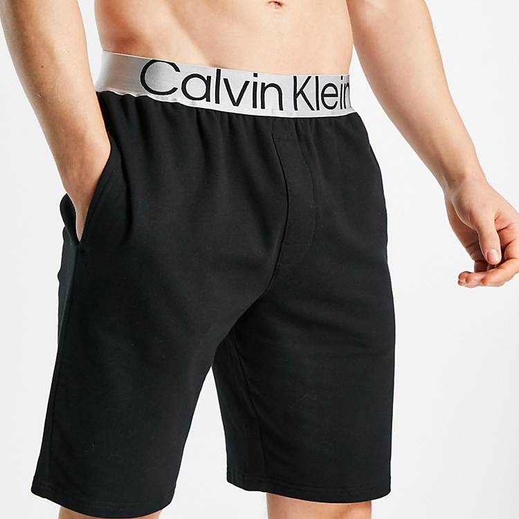 Calvin Klein contrast waistband sleep short in black co-ord | ASOS