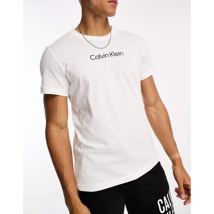 Calvin Klein core lifestyle logo beach crew neck t shirt in white | ASOS