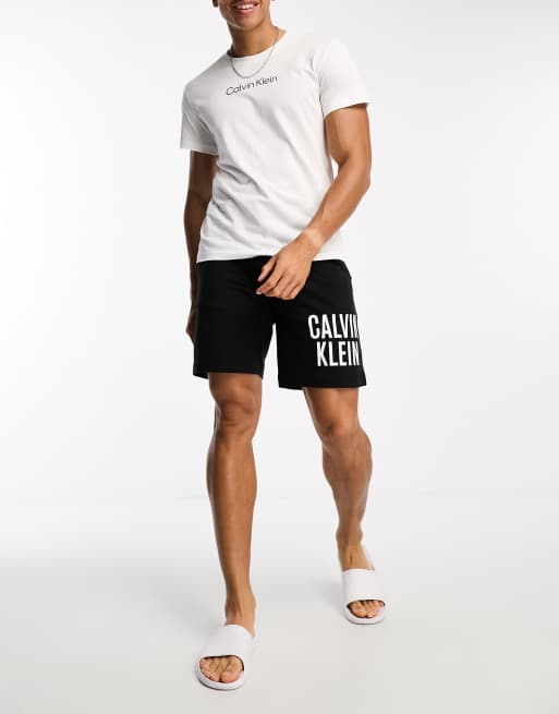 Calvin Klein core lifestyle logo beach crew neck t shirt in white