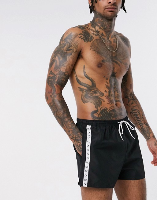 Calvin Klein core monotape recycled swim shorts in black