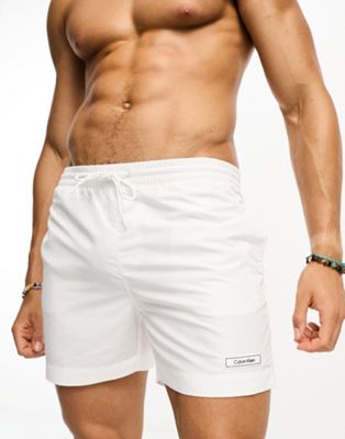 Calvin Klein core solids medium drawstring swim shorts in white