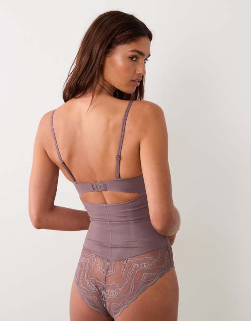 Calvin Klein - Corrigerend ondergoed - Sensual - Kanten body met stretch in bruin, 2 van 4