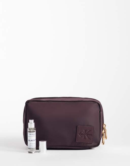 Calvin Klein cosmetic pouch in `burgundy, 2 of 4