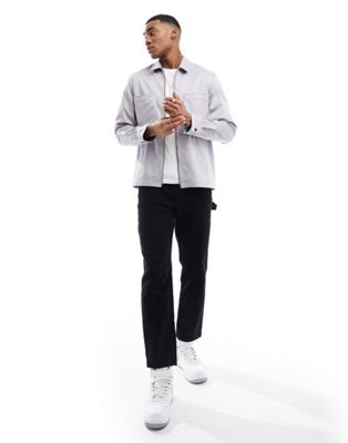 Calvin Klein cotton 3d pockets overshirt in light grey