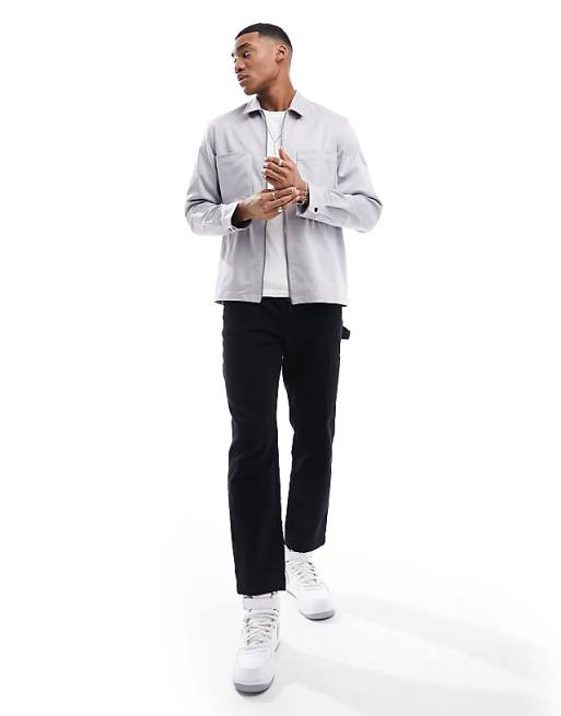 Calvin Klein cotton 3d pockets overshirt in light grey Calvin Klein cotton 3d pockets overshirt in light grey
