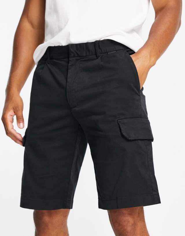 Calvin Klein - cotton blend sateen cargo short in black