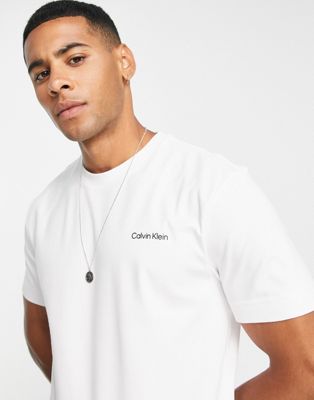 Calvin Klein cotton blend t-shirt with logo in white - WHITE - ASOS Price Checker