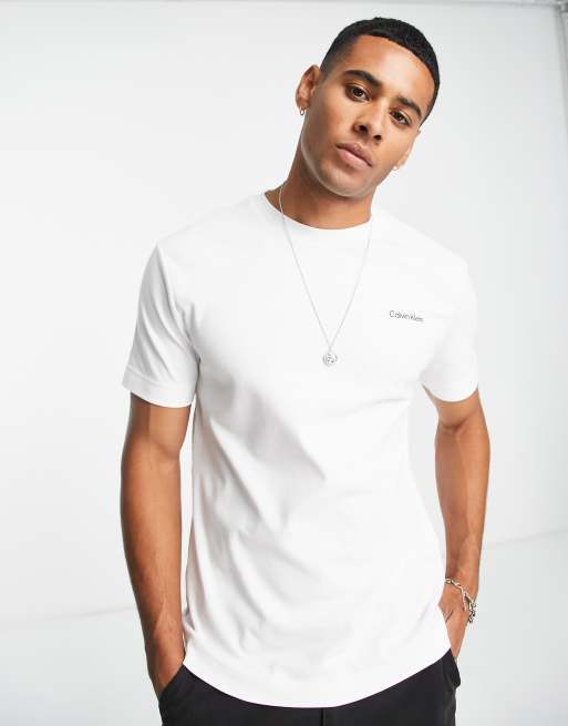 Calvin Klein cotton blend t-shirt with logo in white - WHITE