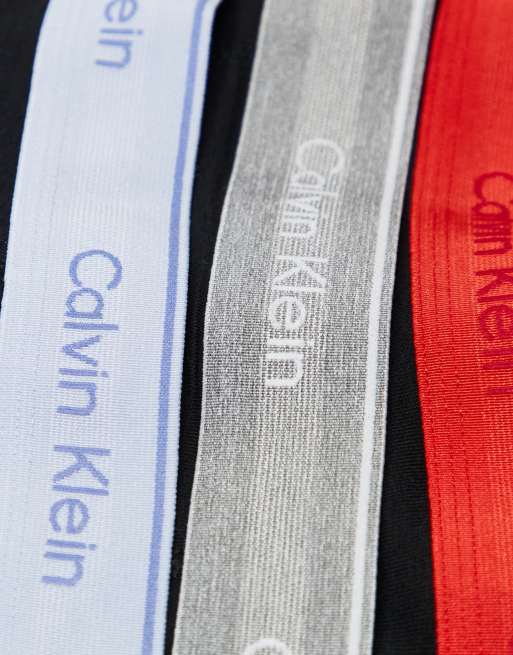 Calvin Klein - Cotton Classics - Lot de 5 boxers à taille rouge, gris et noir - Noir, 2 de 3