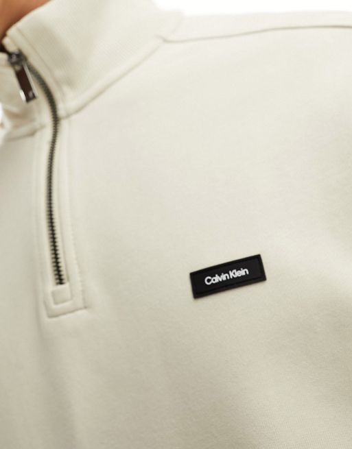 Calvin Klein COMFORT QUARTER ZIP - Sweatshirt - black 