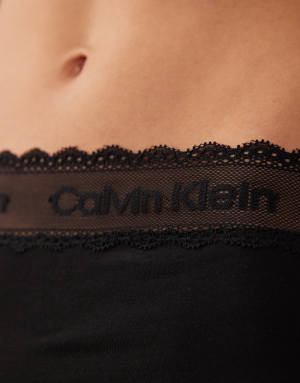 Calvin Klein cotton lace boyshort in black