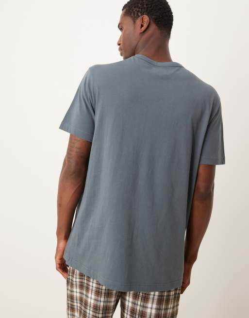 Calvin Klein - Cotton Lounge - Blå T-shirt med broderet logo, 4 af 4