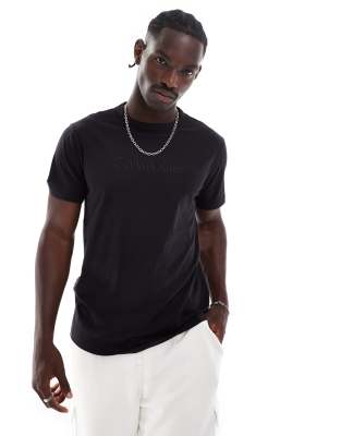 Calvin Klein Cotton Lounge Tee In Black With Embroidered Logo