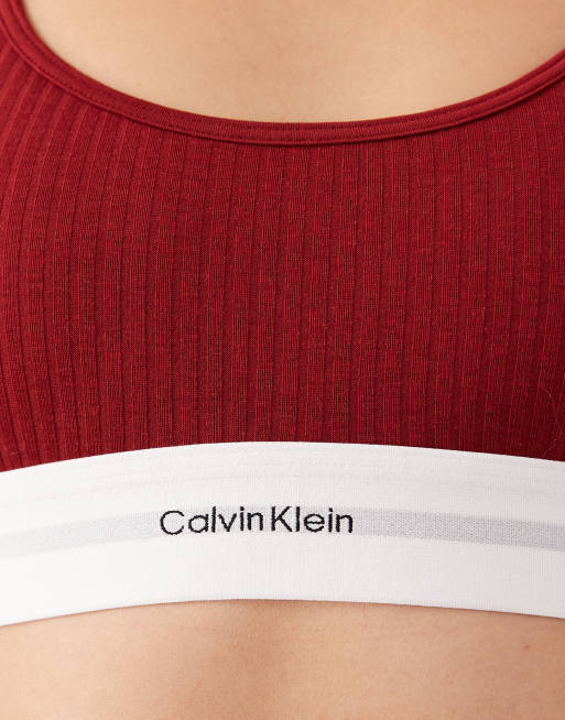 Calvin Klein – Cotton Modal – Bordowa prążkowana braletka, 2 z 4