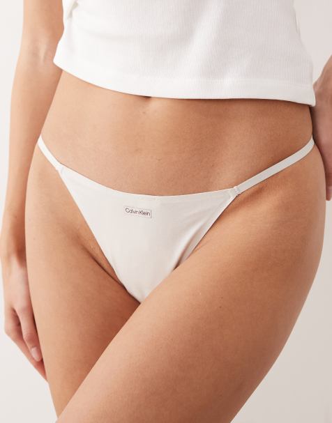 Calvin Klein - Cotton Modal - Perizoma bianco con fascette laterali e logo - view 1